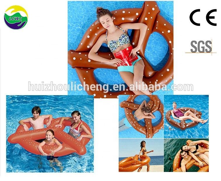 Μεγάλο ψωμί νερό διασκέδαση PVC φουσκωτό pretzel πλωτή δαχτυλίδι πισίνα πλωτές για ενήλικες