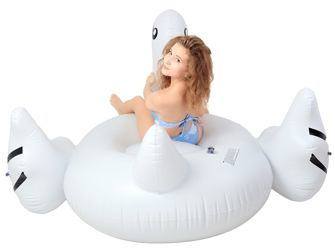 Μεγάλη φουσκωτή πισίνα πλωτή λευκή κύκνος floatie παιχνίδι 190 X 190 X 130CM