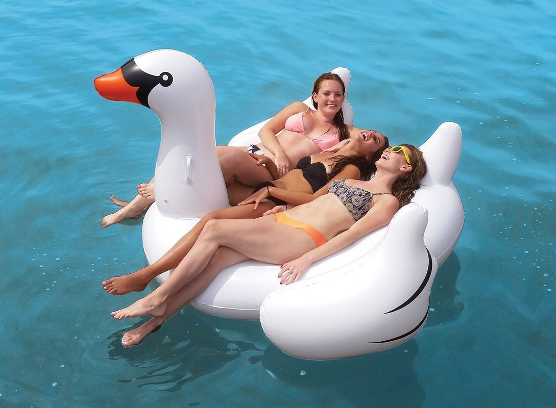Μεγάλη φουσκωτή πισίνα πλωτή λευκή κύκνος floatie παιχνίδι 190 X 190 X 130CM